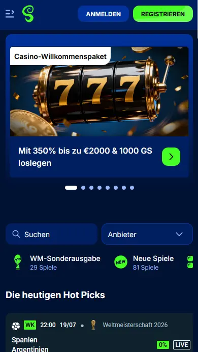 Spinny Casino als Progressive Web App auf dem Smartphone