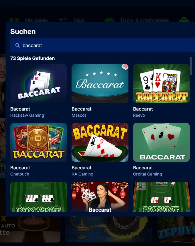 Live-Baccarat-Tisch im Spinny Casino