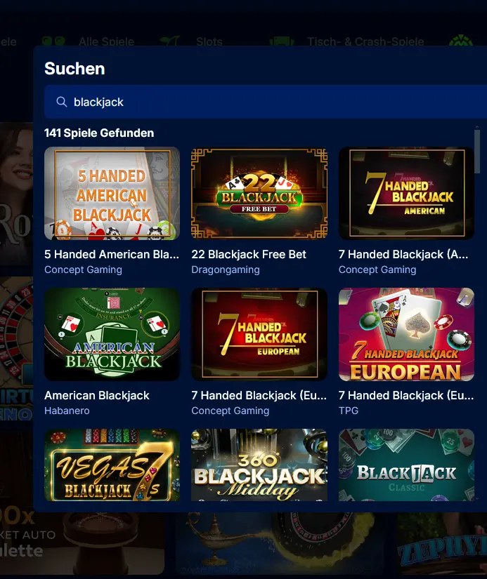 Live-Blackjack-Tisch bei Spinny Casino