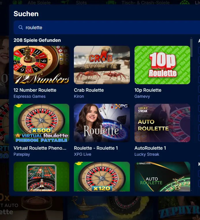 Live-Roulette-Tisch bei Spinny Casino