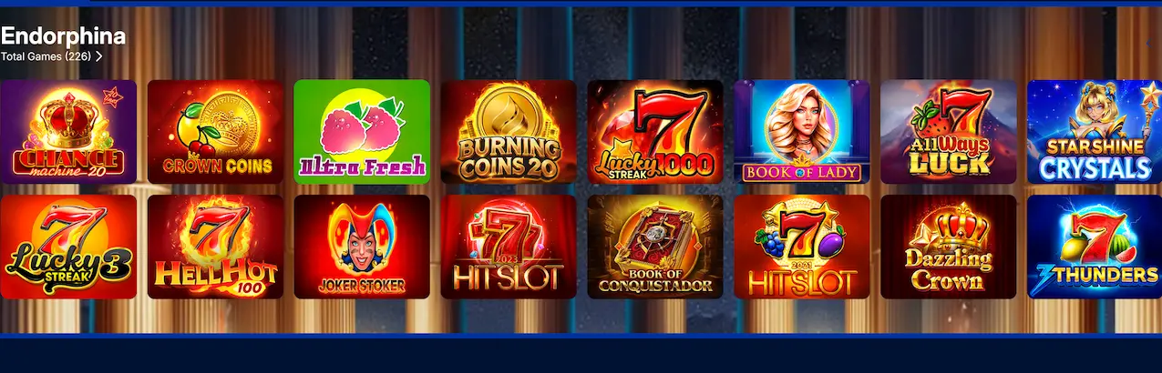 Slot-Lobby von Spinny Casino mit beliebten Video-Slots